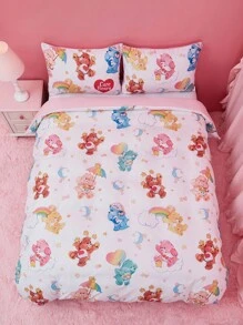 SHEIN X Care Bears Cute Bear Print Duvet Cover Set, Soft And Comfortable, Suitable For Various Beds - Multicolor - View 4