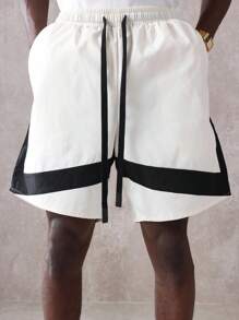 SUMWON 设计师运动套装都市街头风格短袖拉链运动夹克搭配短裤运动跑步篮球夏季宽松版型 - 白色 - 查看 8