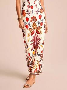 CAJUNI Women's Tropical Print Tie Shoulder Maxi Dress - Multicolor - View 8