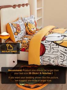 GARFIELD | SHEIN 3-teiliges Bettwäsche-Set mit Cartoon-Muster (Bettdeckenbezug + Kissenbezug), weiches und bequemes Material, passend für verschiedene Bettgrößen, süße Katzen- und Hunde-Muster