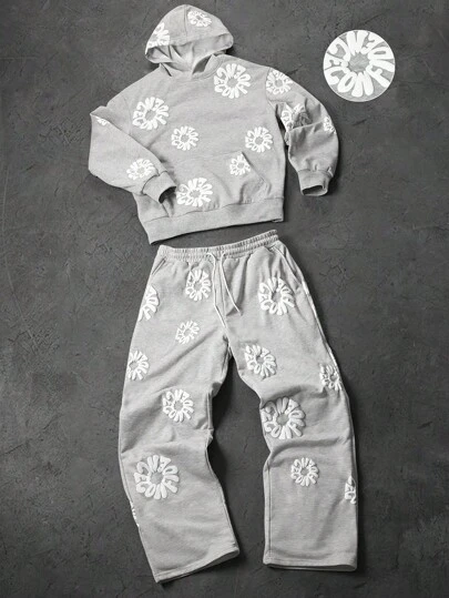 Manfinity LEGND Men's Letter Print Hoodie And Sweatpants Set