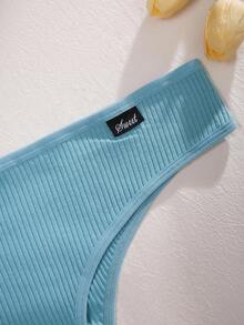 SHEIN 7pcs/Pack Plus Size Seamless Solid Color Briefs, Ribbed Thong Underwear - Multicolor - View 4