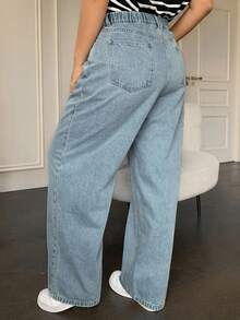 Dazy Plus Plus Size Women Light Wash Flared Leg Long Jeans, Autumn - Light Wash - View 3