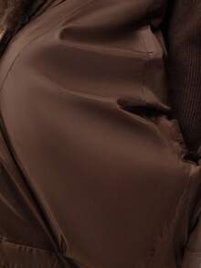 Anewsta Women's Fashionable Solid Color Fur Collar Jacket, Winter - Brown - View 8