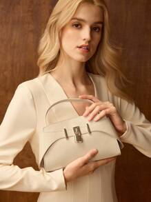 MOTF PREMIUM PU 皮革五金顶部提手包 - 杏色 - 查看 2