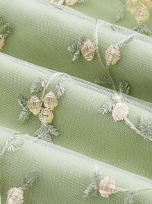 SHEIN MOD Ladies' Floral Embroidery Splicing Mesh Cami Dress