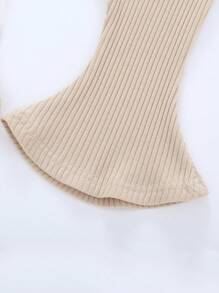 SHEIN Vintaside Kids 嬰兒女寶寶分層荷葉邊連體褲套裝 和喇叭褲和頭帶