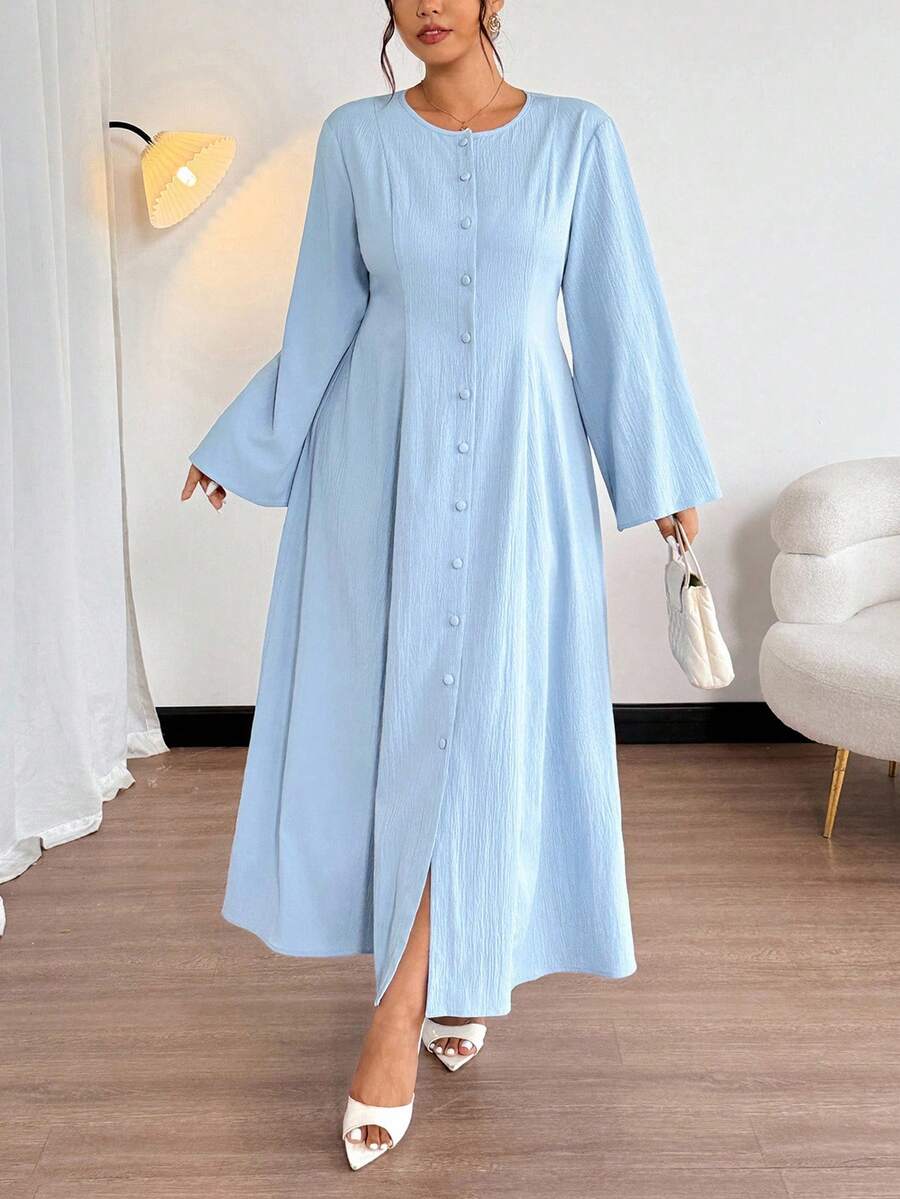 Firerie Đầm xòe tay dài cài nút phía trước, dáng chữ A, phong cách cổ điển, dáng rộng, đi làm hàng ngày, đi làm, đi chơi, đi làm, đi làm hàng ngày, mặc đi làm, mặc đi làm, mặc đi chơi, mặc đi làm hàng ngày ...