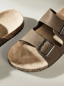 Solecia 男士圆头双带平底一脚蹬鞋，方便舒适，适合日常、聚会、通勤，时尚百搭