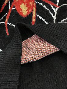 Manfinity Roghcode Men's Casual Spider Pattern Round Neck Long Sleeve Loose Knit Sweater, Autumn/Winter - Multicolor - View 7