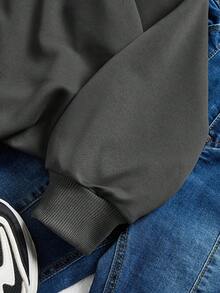 Tseoso 1. Casual Loose Fit Dark Grey Sweatshirt 2. Halloween Pink Letter Mask Ghost Graphic Print Loose Fit Hoodie, Suitable For Fall/Winter, Halloween - Skull, Bones, Halloween, Ghost, Ghost, Pumpkin, Party, Trick Or Treat - Dark Grey - View 5