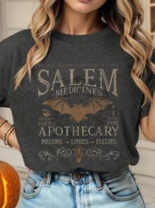 SHEIN LUNE 度假、春季、休闲女装、春季女式T恤 - 灰色 - 查看 4