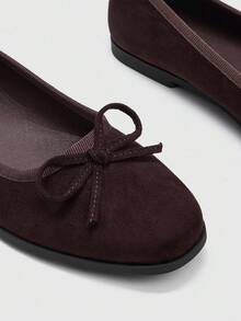 CUCCOO BIZCHIC 女士休闲百搭简约蝴蝶结装饰平底乐福鞋 - 棕色 - 查看 6