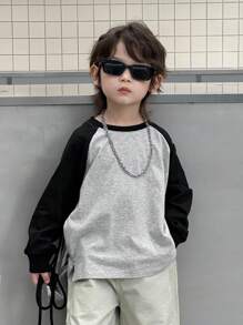 DAZY Toddler Boys' Loose Casual Colorblock Raglan Sleeve T-Shirt, Autumn