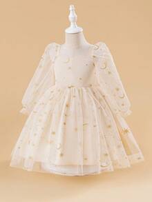 Glamorique Kids 年轻女孩花童伴娘服，婚礼，花童，派对表演，适合正式场合，舞台，钢琴表演 - 香檳色 - 查看 4