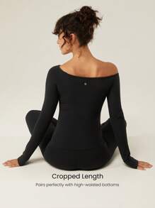 GLOWMODE FeatherFit™ 落肩长袖 T 恤 - 黑色 - 查看 9