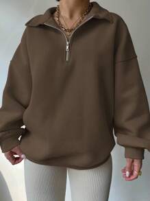 INAWLY Plus Size Casual Solid Color Drop Shoulder Loose Sweatshirt For Autumn/Winter Graduation,Back To School Outfits,Graduation,Teacher Outfits For Women,Back To School Pullover Fall Outfit