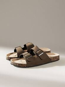 Solecia 男士圆头双带平底一脚蹬鞋，方便舒适，适合日常、聚会、通勤，时尚百搭