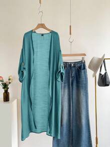 EMERY ROSE Women Coat Winter Fall Top Fall Women Fall Office Wear Going Out - Teal Blue - View 3