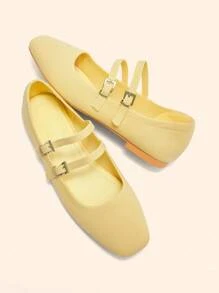 CUCCOO BASICS Women's Fashionable Light Yellow Sweet & Cute Comfortable Flat Mary Jane Shoes