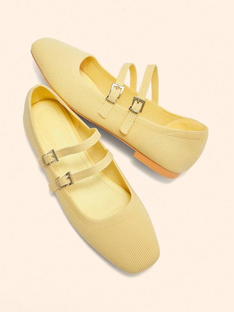 CUCCOO BASICS Zapatos planos tipo Mary Jane de mujer, de color amarillo claro, dulces, lindos y cómodos