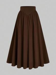 Velvienne Bộ 2 áo cánh và chân váy màu trơn thời trang cỡ lớn dành cho nữ, phong cách thanh lịch cho mùa xuân và mùa thu - Nhiều màu - Xem 7