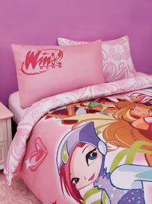 The Winx X SHEIN 3 件套女孩风格羽绒被套，柔软舒适，适合所有季节 - 彩色 - 查看 6