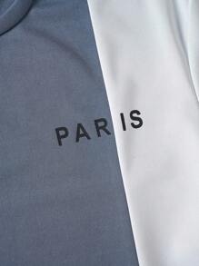 Manfinity NXTstreet Men Letter Graphic Two Tone Tee, Summer - Dusty Blue - View 4