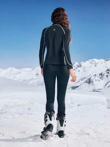 In My Nature Conjunto de ropa exterior de mujer con cremallera, manga raglán y pantalones - Conjunto de esquí para mujer - Conjunto de leggings térmicos de mujer para actividades - Conjunto de ropa interior de esquí para mujer