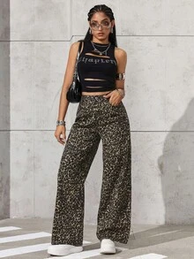 EMERY ROSE Quần Jeans Denim Họa Tiết Da Báo Thường Ngày Cho Nữ - Nhiều màu - Xem 3
