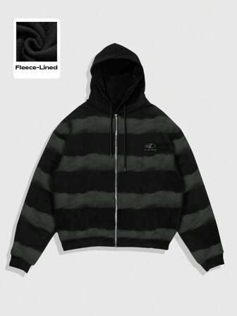 Street Life Striped Zip-Up Hoodie Sweatshirt For Men