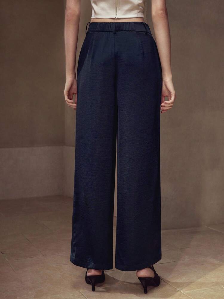 FOLD PLEATED SLANT POCKET SUIT PANTS