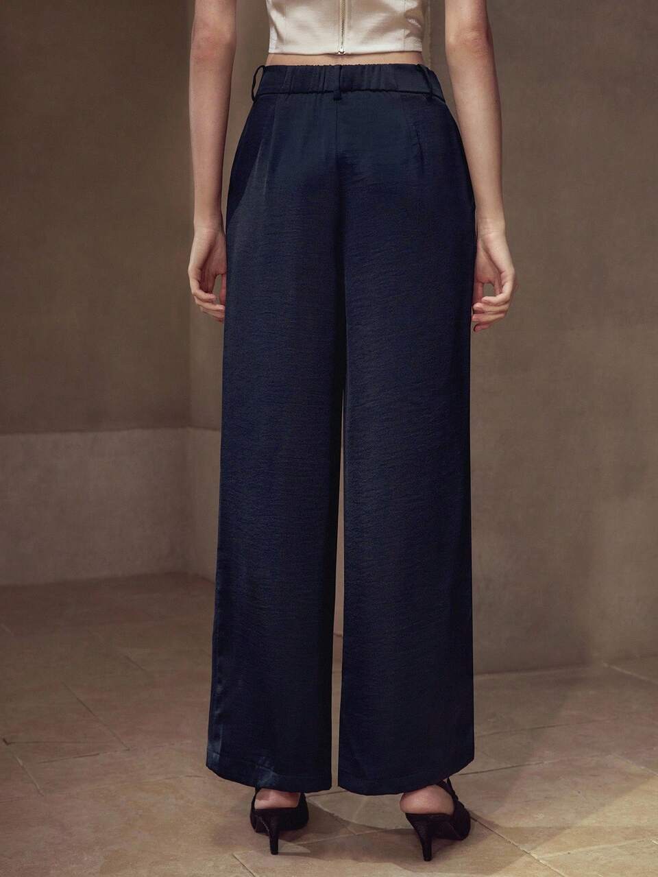 FOLD PLEATED SLANT POCKET SUIT PANTS