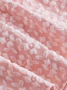 SHEIN MOD 夏季假期休閒花卉印花鬆緊收腰上衣，帶有荷葉邊折紋條飾邊緣