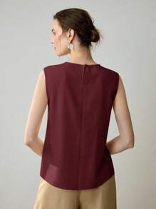 Uhlyne Áo vest ngắn nhẹ, thoải mái, thiết kế thanh lịch, dễ mặc hàng ngày, dành cho nữ, bộ sưu tập mùa xuân mới - Màu Đỏ Sâu - Xem 2