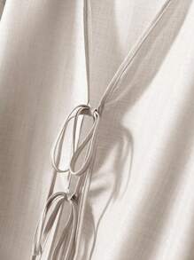 Linhara Bộ 2 món áo dài tay và quần dài cỡ lớn cho nữ, màu trơn thường ngày, mùa thu - Màu be - Xem 5