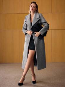 MOTF PREMIUM WOOL DOUBLE BREASTED OVERCOAT - Grey - View 1