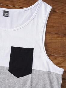 Manfinity NXTstreet Nam Áo ba lỗ Bông Khối màu Túi Patch - Nhiều màu - Xem 6