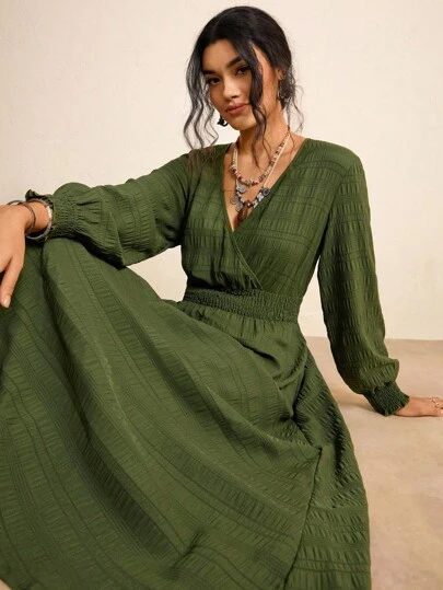 Freevana Vestido de manga larga con estampado total y fruncido de leopardo para tallas grandes/Vestidos de otoño/Conjuntos de otoño para mujer Vestido de invitada de boda de otoño Elegante Vestidos de mujer Vestido casual de negocios para mujer Vestido de negocios Vestido de invitada de boda de otoño Ropa casual de negocios para mujer Ropa de otoño para mujer Ropa de invierno Atuendos de oficina para mujer Ropa elegante de invierno Fiesta de invierno Otoño Halloween Navidad