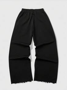 ROMWE MEN Street Life Streetwear Style Rhinestone English Text Straight Leg Sweatpants