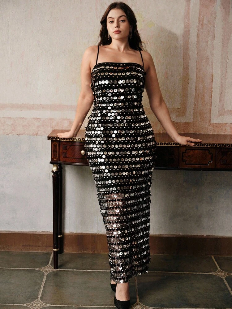 Elegant Fitted Embellished Dress, Stylish Design, Suitable For Women Plus Size Dress