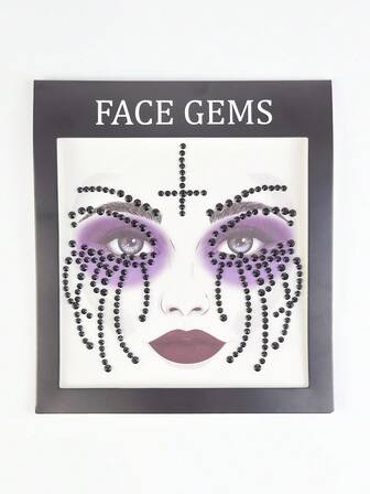 Grunge Punk 1 pieza Pegatinas de diamantes brillantes y joyas faciales con estilo gótico de cruz de gota para Halloween