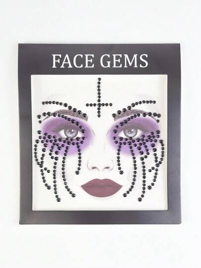 Grunge Punk 1pc Gothic Style Teardrop Cross Halloween DIY Diamond Glitter & Face Jewel Stickers
