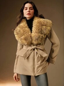 Anewsta KF16507 Thu, Thu, Đông, Đi chơi, Thanh lịch, Trang trọng, Tiệc tùng, Sang trọng, Năm mới, Áo khoác mùa đông nữ, Giáng sinh, Công sở, Tốt nghiệp, Đám cưới - xanh quân đội - Xem 7