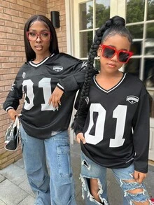 SHEIN Tween Girls Black Jersey T-Shirt, Loose & Comfortable, Versatile Fashion Casual Wear - Black - View 6