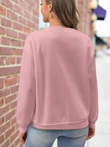 ReShift Women's Slogan Letter Print Crew Neck Long Sleeve Sweatshirt Sportswear,Long Sleeve Tops Graduation,Back To School Outfits,Graduation,Teacher Outfits For Women,Back To School Pullover Fall Outfit