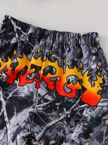 PAVTROS 2 件套 Tween Boy 套装：字母和老鹰印花圆领宽松 T 恤和短裤 - 彩色 - 查看 4