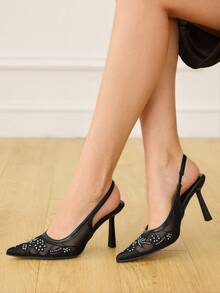 CUCCOO HITCHD 女士后绑带蝴蝶装饰洛丽塔风格高跟鞋，酒红色 - 黑色 - 查看 5