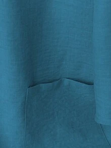 EMERY ROSE 女士 V 领椰子纽扣装饰 3/4 袖上衣 + 纯色直筒裤 2 件套休闲通勤套装 - 水鴨藍 - 查看 3