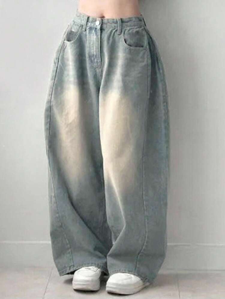 Women's Casual Washed Pocket Denim Jeans